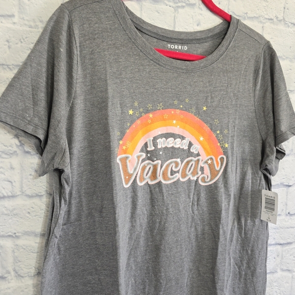 Torrid I need a Vacay Graphic Tee Shirt Plus Size Top Short Sleeve 1X Gray New - Picture 5 of 16
